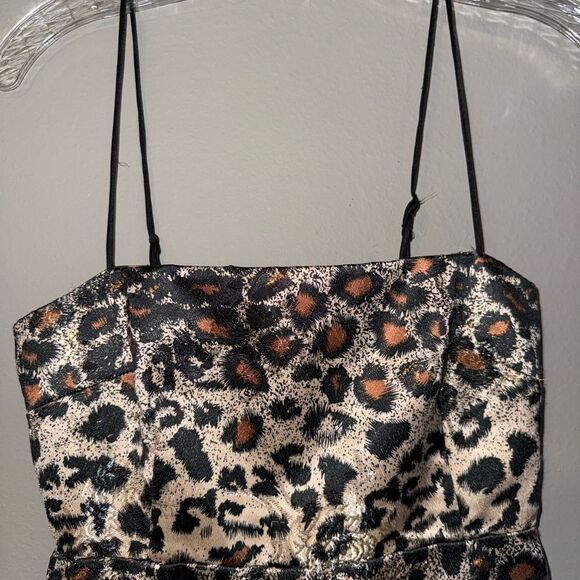 Urban Outfitters Spaghetti Strap Bodycon Slit Leopard Dress XS NEW #719 - Picture 4 of 12